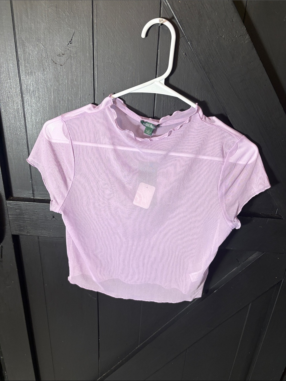 wild fable Light Lavender Sheer Ruffle-Trim Crop Top